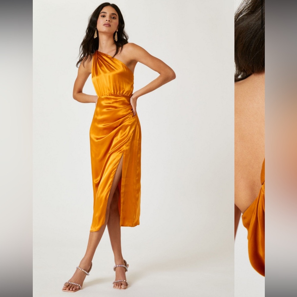 One-Shoulder Silk Midi Dress - Anthropologie - Size 4